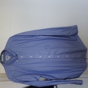 LL Bean Size 17.5 35 Blue White Dress Shirt